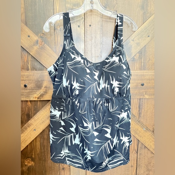 Kim Gravel x Swimsuits For All Scoop Neck Tankini Poolside Palm Plus Size 20W - Picture 2 of 5